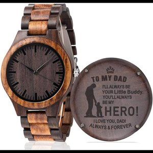 Fathers Day Gifts Engraved Wood Watch for Dad from Daughter